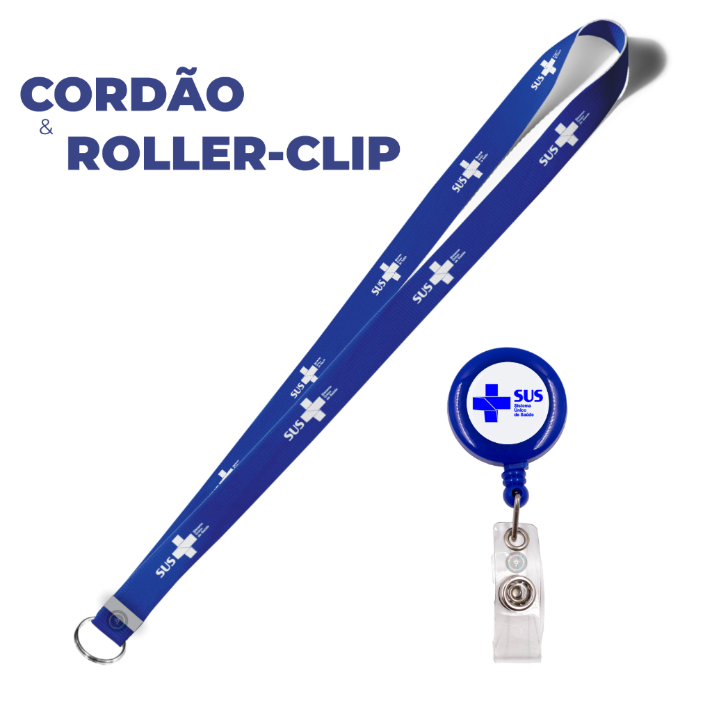 Kit Sus Cordão e Roller Clip Resinado Azul e Bran