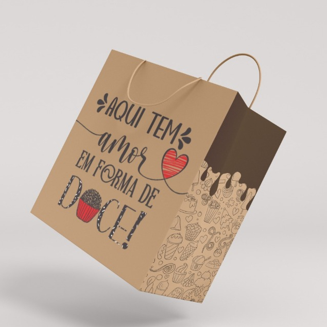 Sacola Kraft Com Alça Para Doces C/ 50 Unid ̵