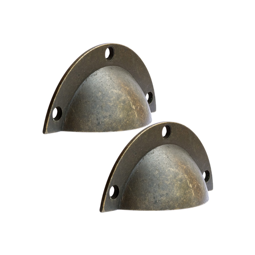 2 Puxador Parma Colonial Ouro Velho Tipo Concha Vi