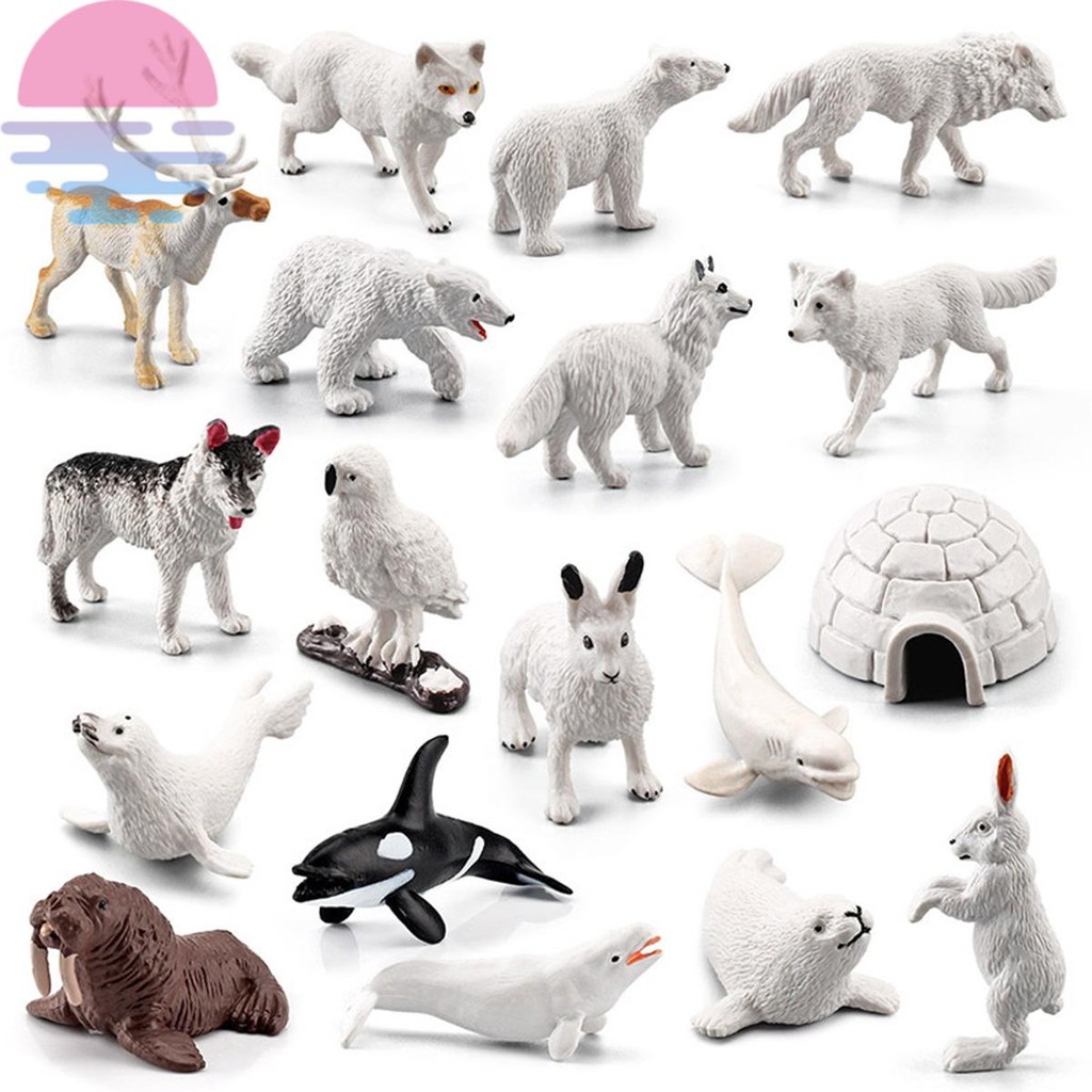 17 Peças Estatuetas De Animais Polares Com Um Min