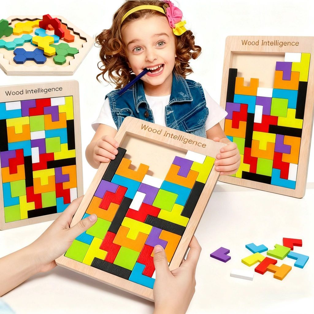 Brinquedo Montessori Tabuleiro Tetris Quebra cabe�