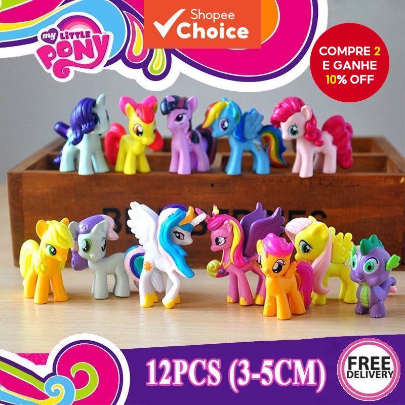 12 Pçs/Set Cor Aleatória My Little Pony PVC Bolo