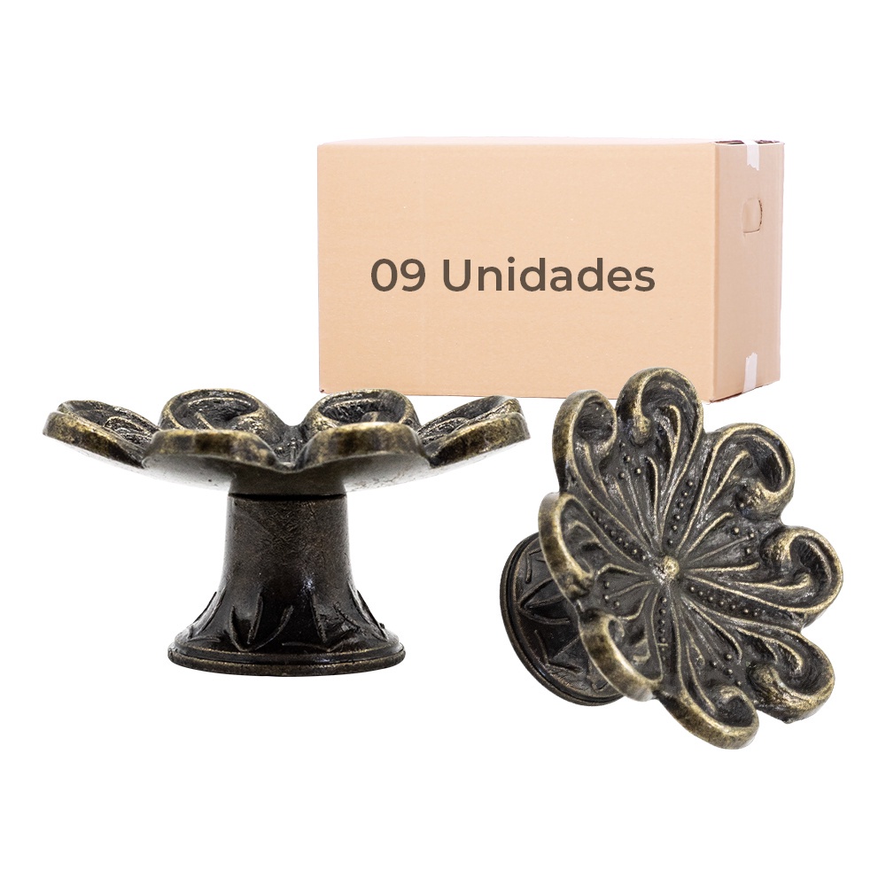 9 Puxadores De Armario Vintage Colonial Turim Flor
