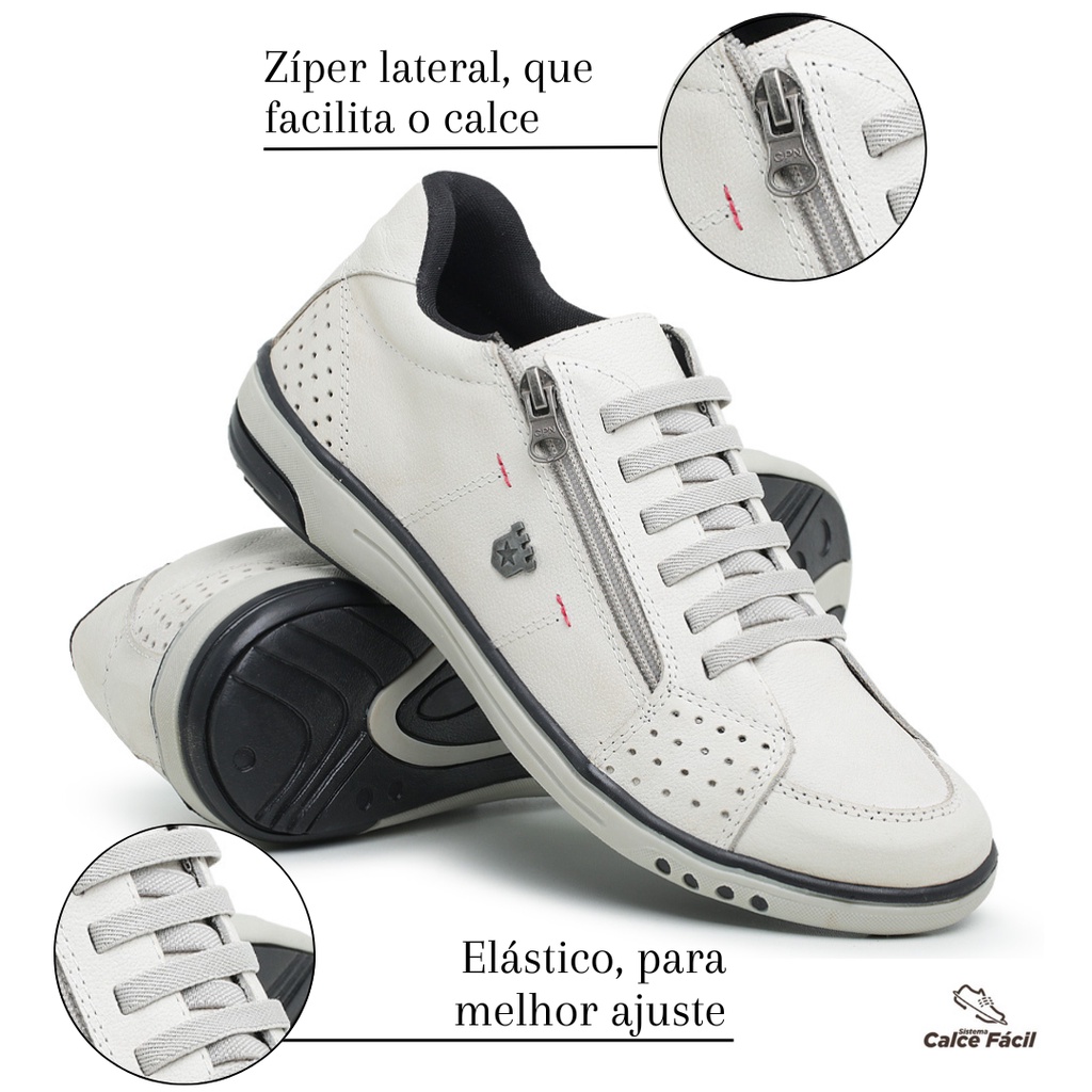 Sapatênis Masculino Couro Casual Com Ziper Anti s