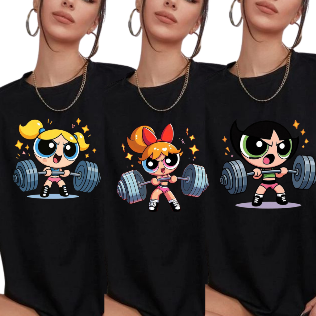 Camiseta Feminina Preta 100% Algodão Academia Doc