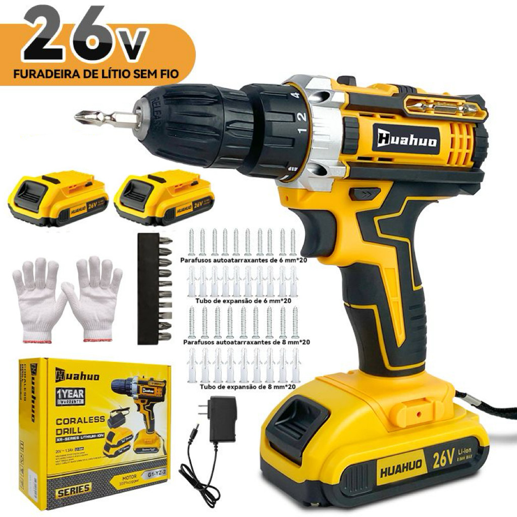Furadeira Parafusadeira 26V/18V/12V Baterias Sem F