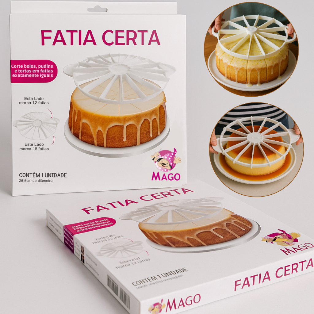 Cortador Fatia Certa 12 e 18 Fatias Bolo Torta Pud