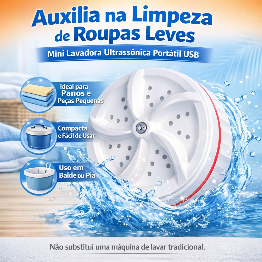 Mini Lavadora Ultrassônica Portátil USB para Pan