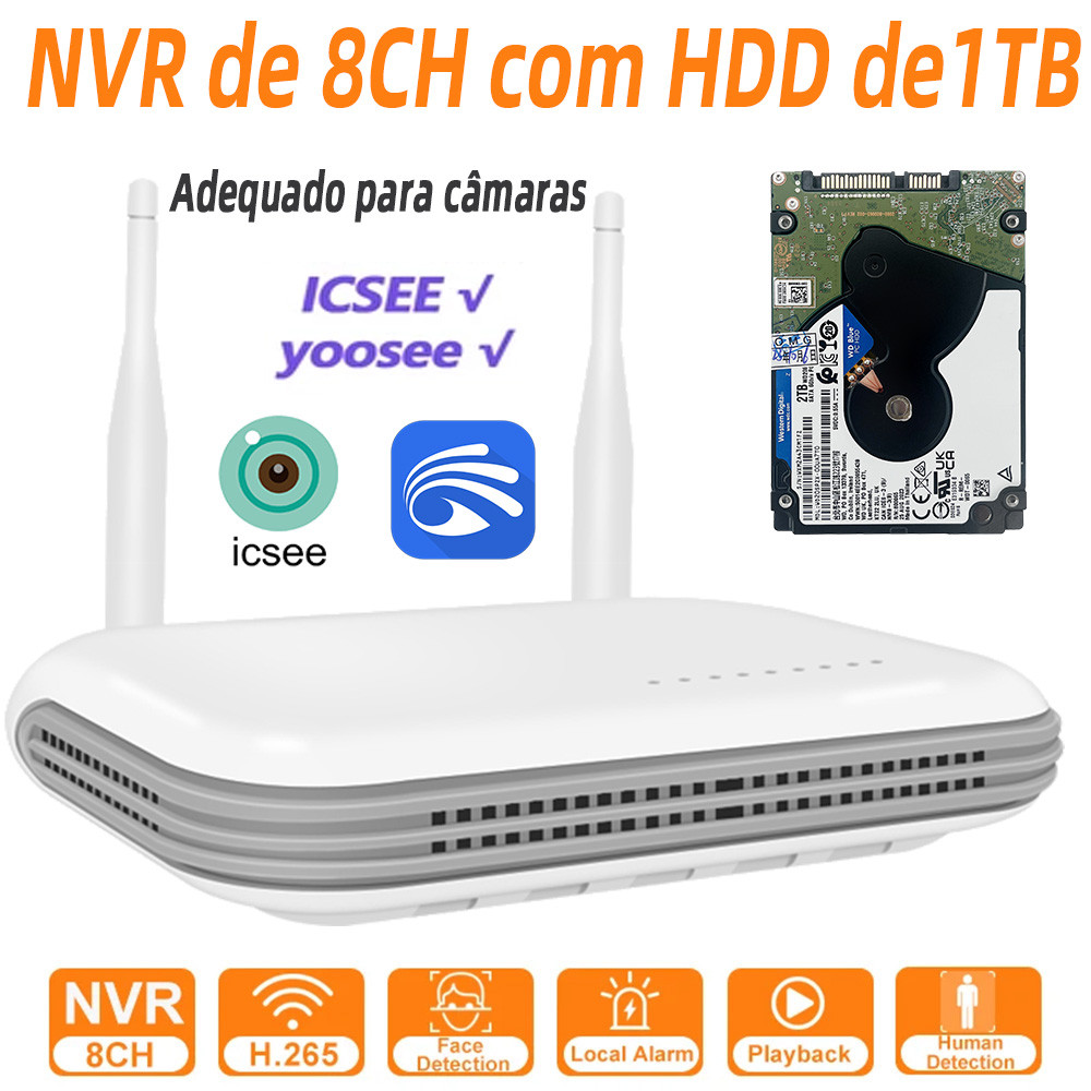 Mini WiFi NVR 8CH 3MP 4CH 5MP H . 265 Gravador De 