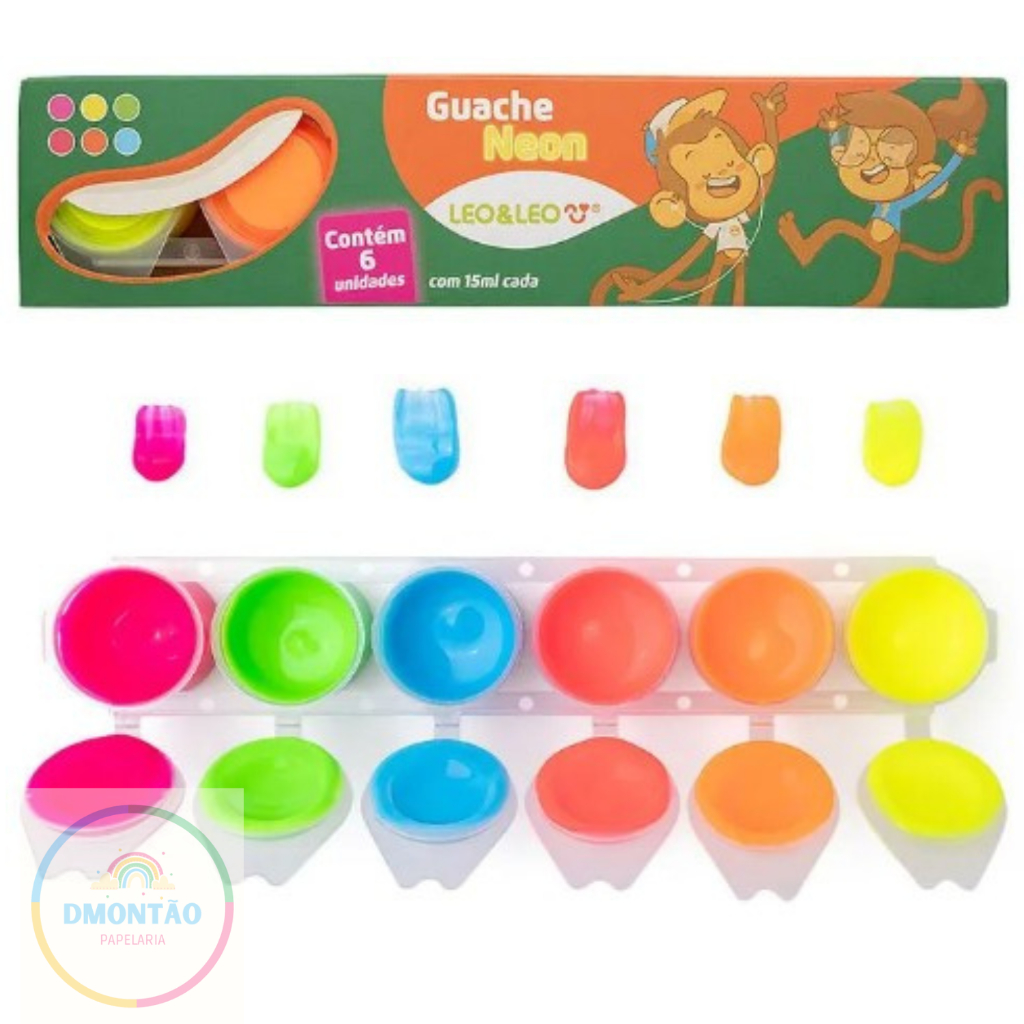Guache Neon Caixa C/6 Cores 15Ml Por Pote –