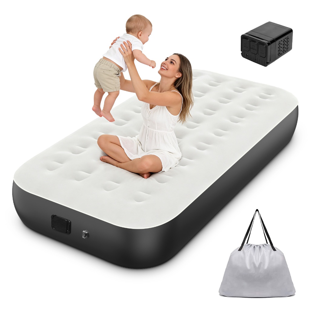 Colchão de ar único equipado com bomba de ar rem
