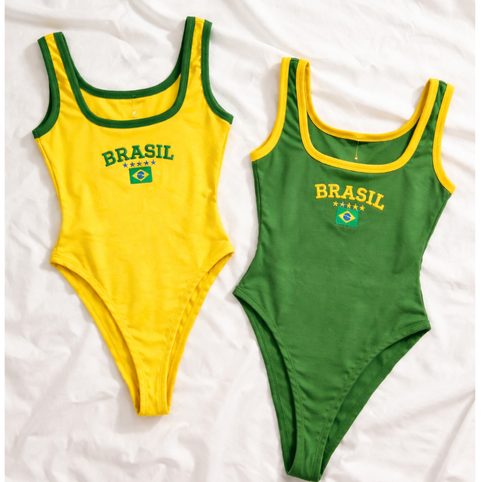 Body Feminino Suplex Lateral Cavado Brasil Copa 20
