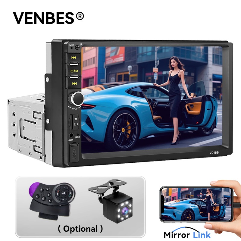 VENBES Central Multimídia MP5 1 Din 7 polegadas T