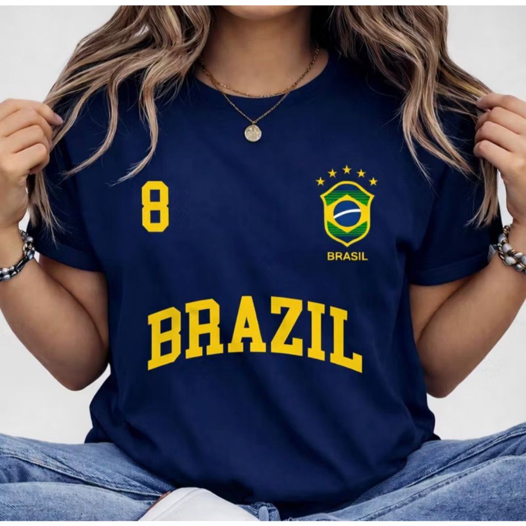 Blusa Feminina Brasil T-shirt Verão Algodão