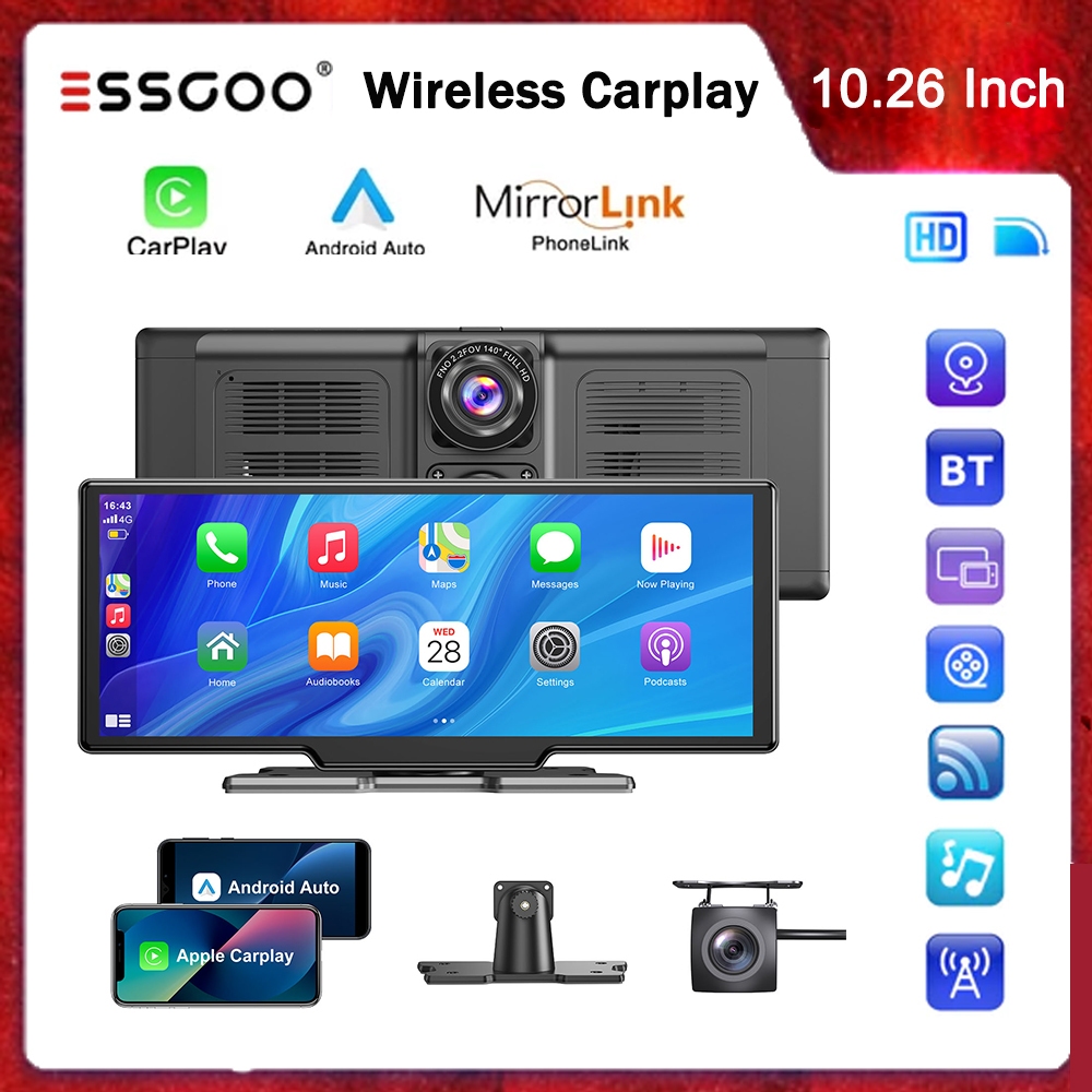 ESSGOO Carplay Android Auto Car Radio Multimídia 