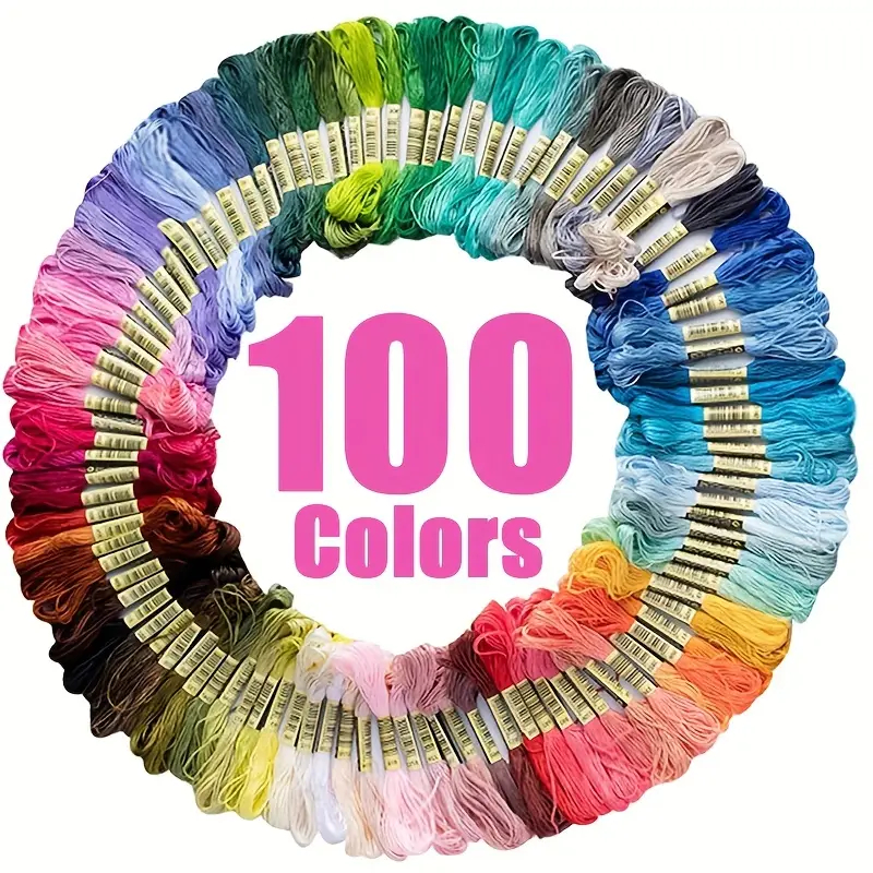 Kit 100 Meadas de Linhas de Bordado Ponto Cruz Art