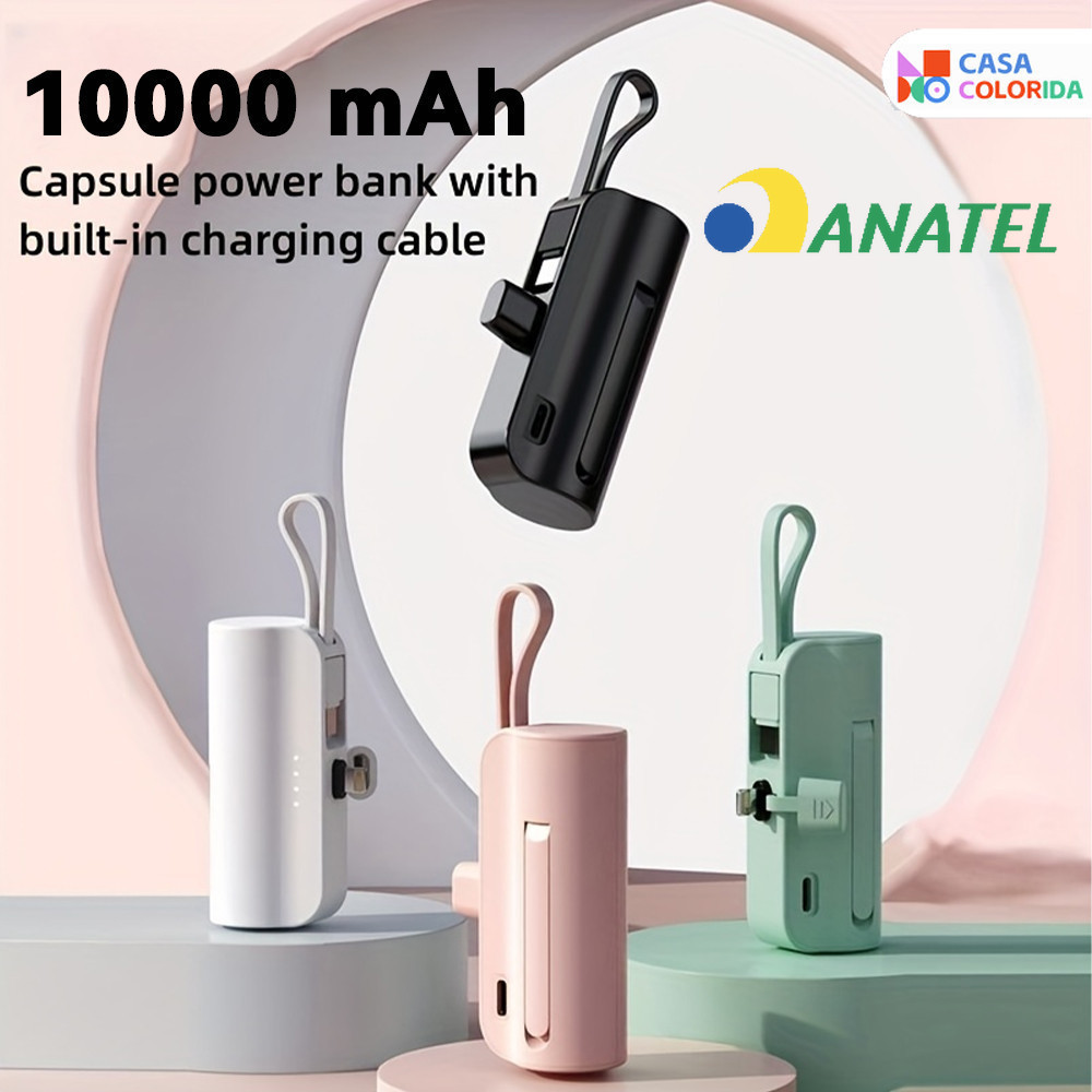 Power Bank Mini 10000mAh para Viagens: Recarga Sem