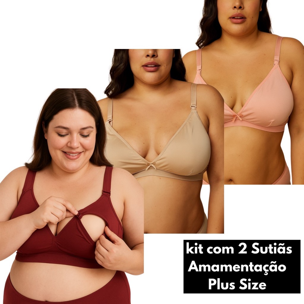 Kit 2 Sutiã Amamentação Plus Size do 38 ao 52