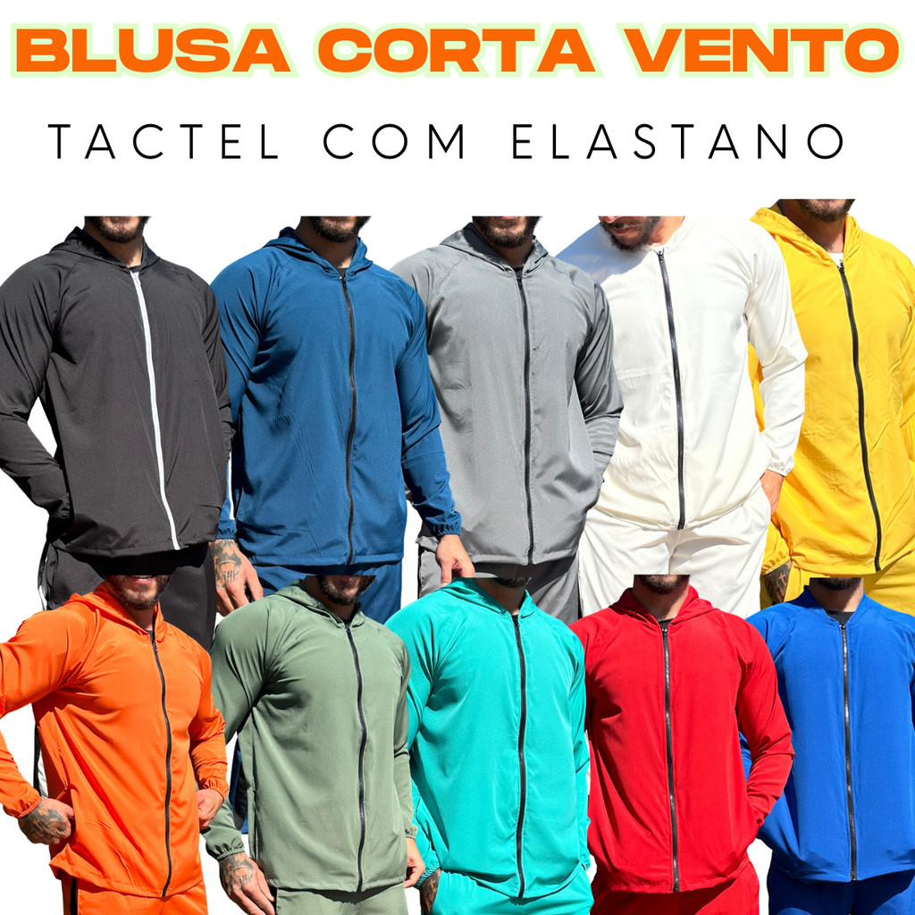 Blusa Corta-Vento Masculina em Tactel com Elastano
