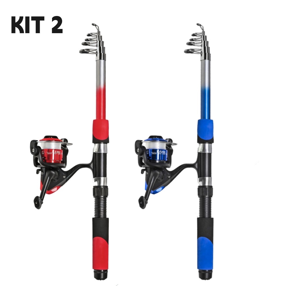 KIT 2 Vara De Pesca Completa De 1.8M + Carretel De