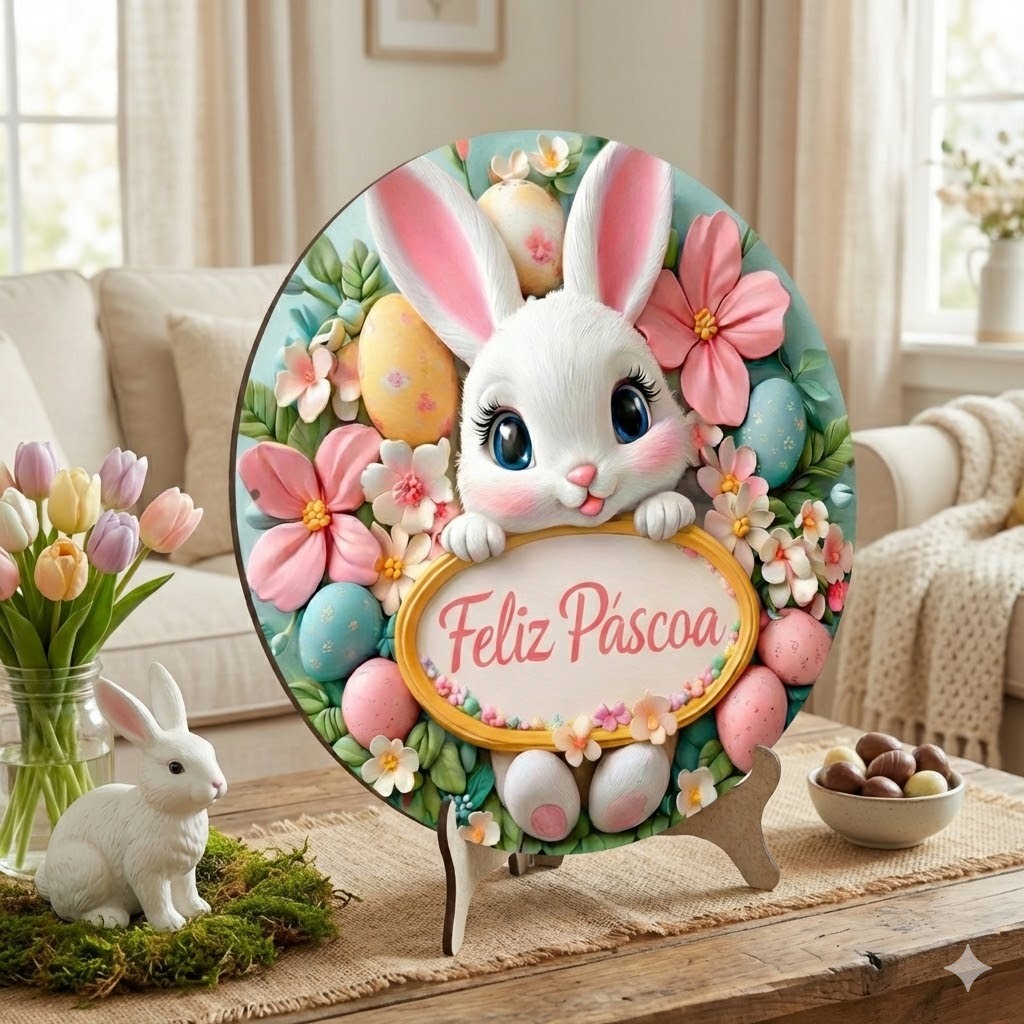 Páscoa decoração quadrinho com suporte para mes