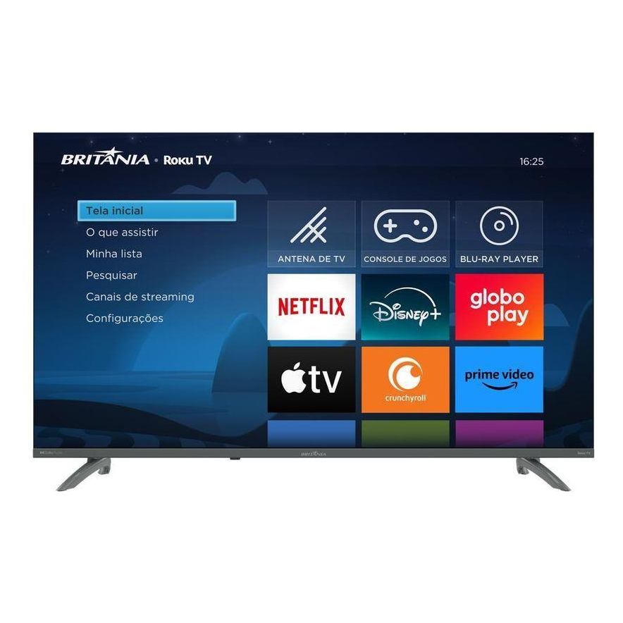 Smart TV 43 Britânia HDR10 Dolby Áudio Roku TV B