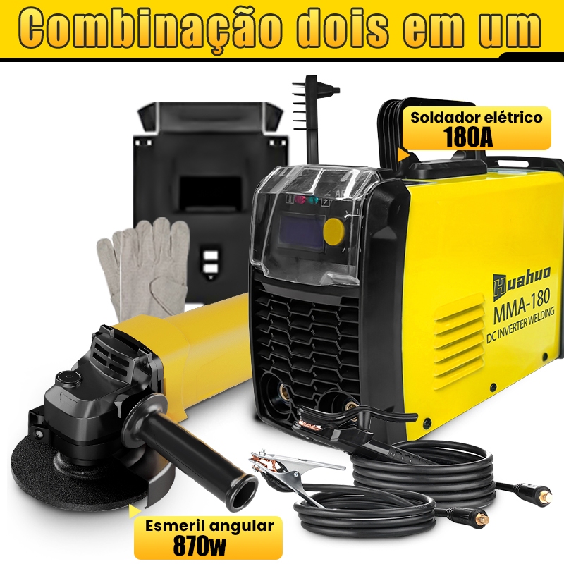 Conjunto 2 Em 1 MMA-180 Inversor Máquina De Solda