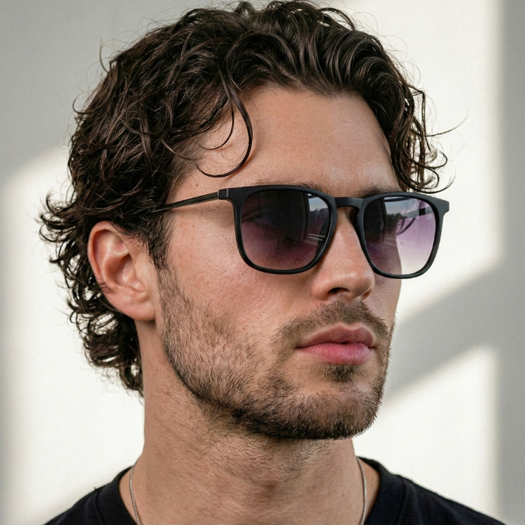 Oculos de Sol Quadrado Retro Preto Degradê Premiu