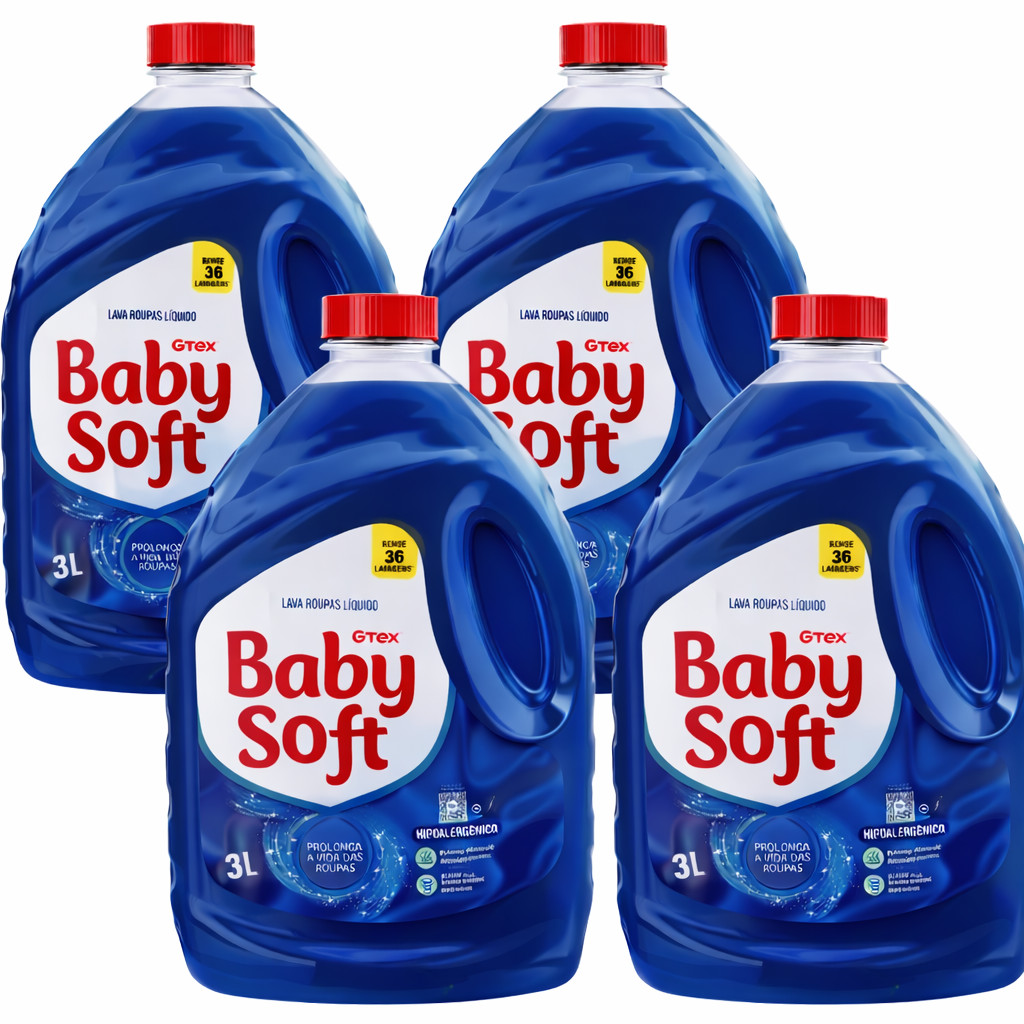 Kit 4 Lava Roupas Liquido Baby Soft Max Performanc