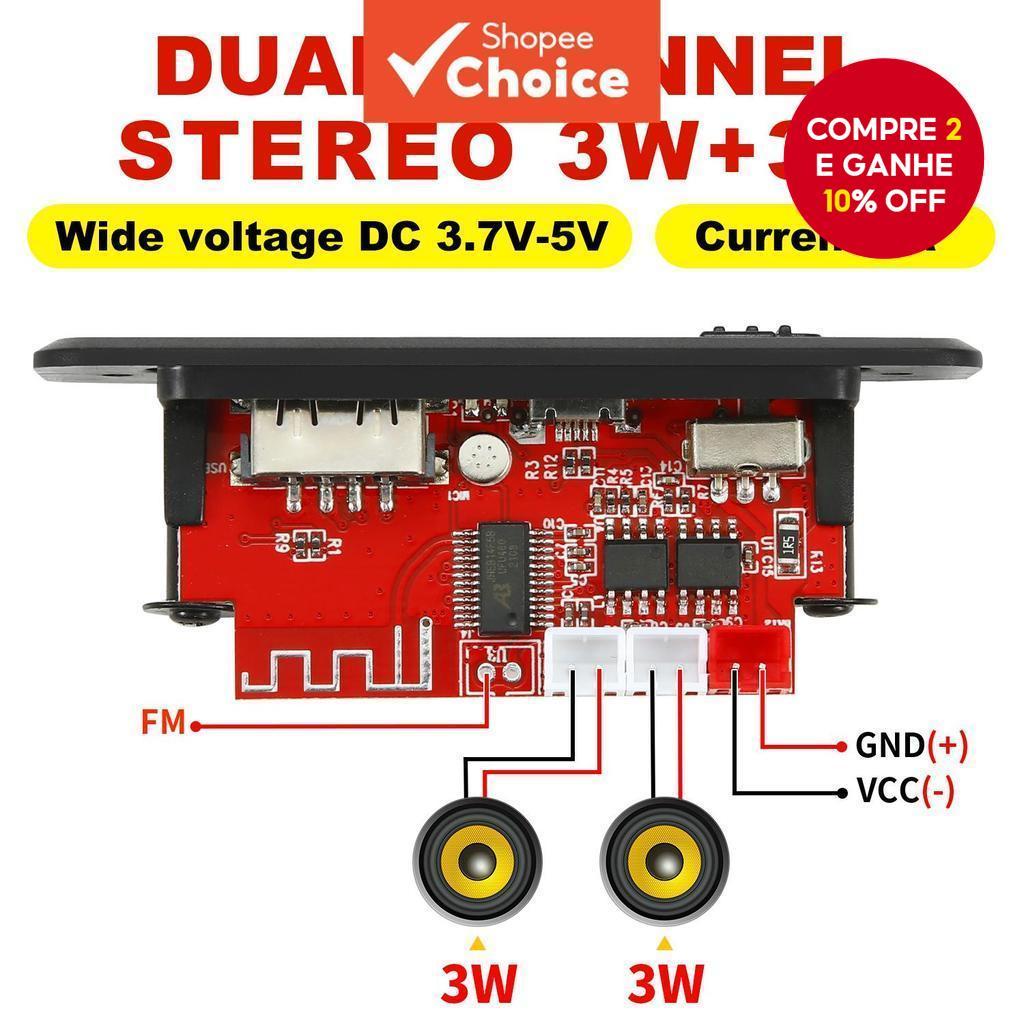 Placa Decodificadora MP3 de 6W com Amplificador No