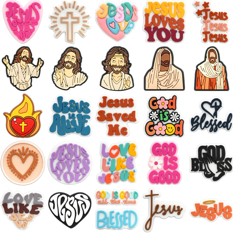 Série religiosa PVC com botões pingente alfinete