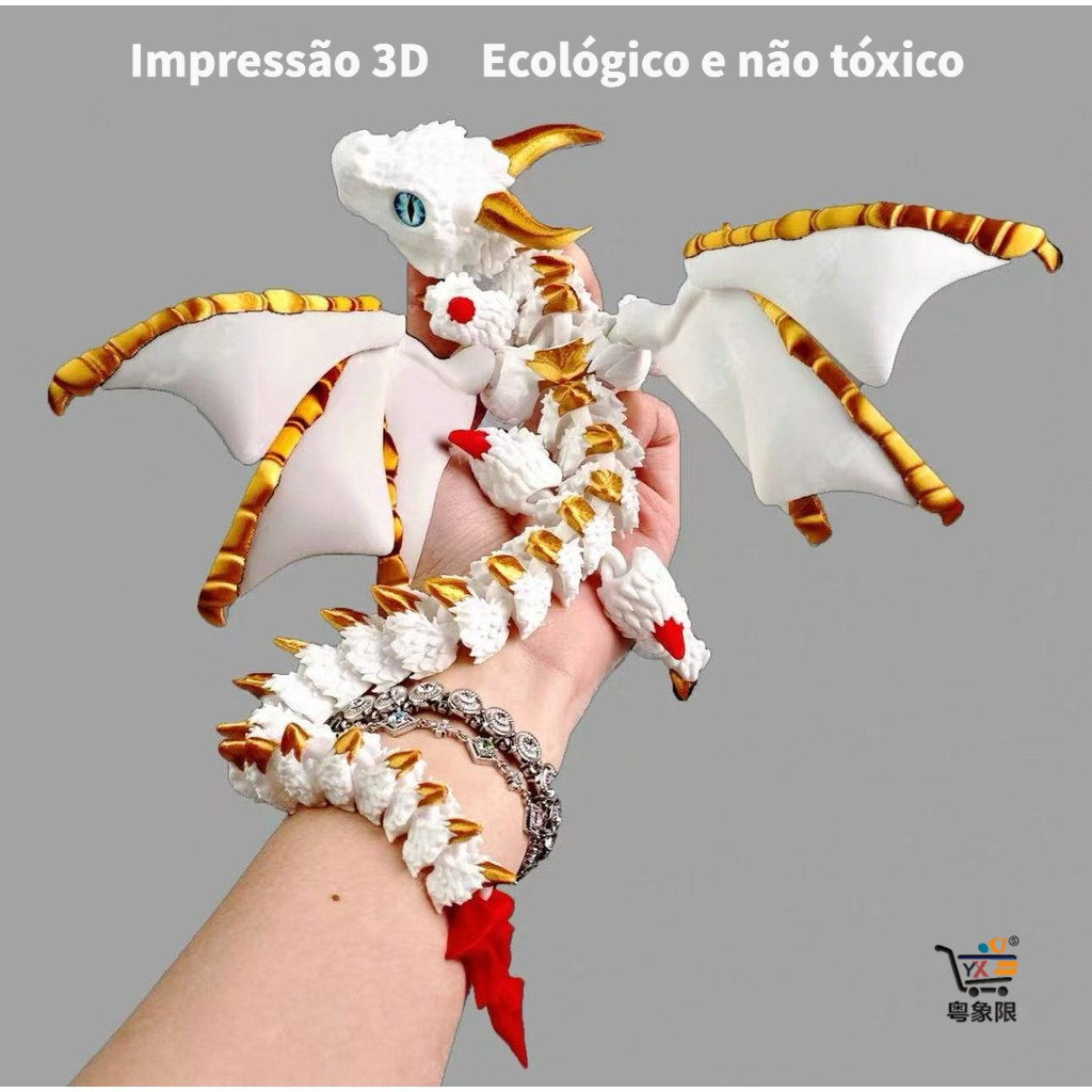 Dragão Voador 3D Dois Chifres Brilho no Escuro A