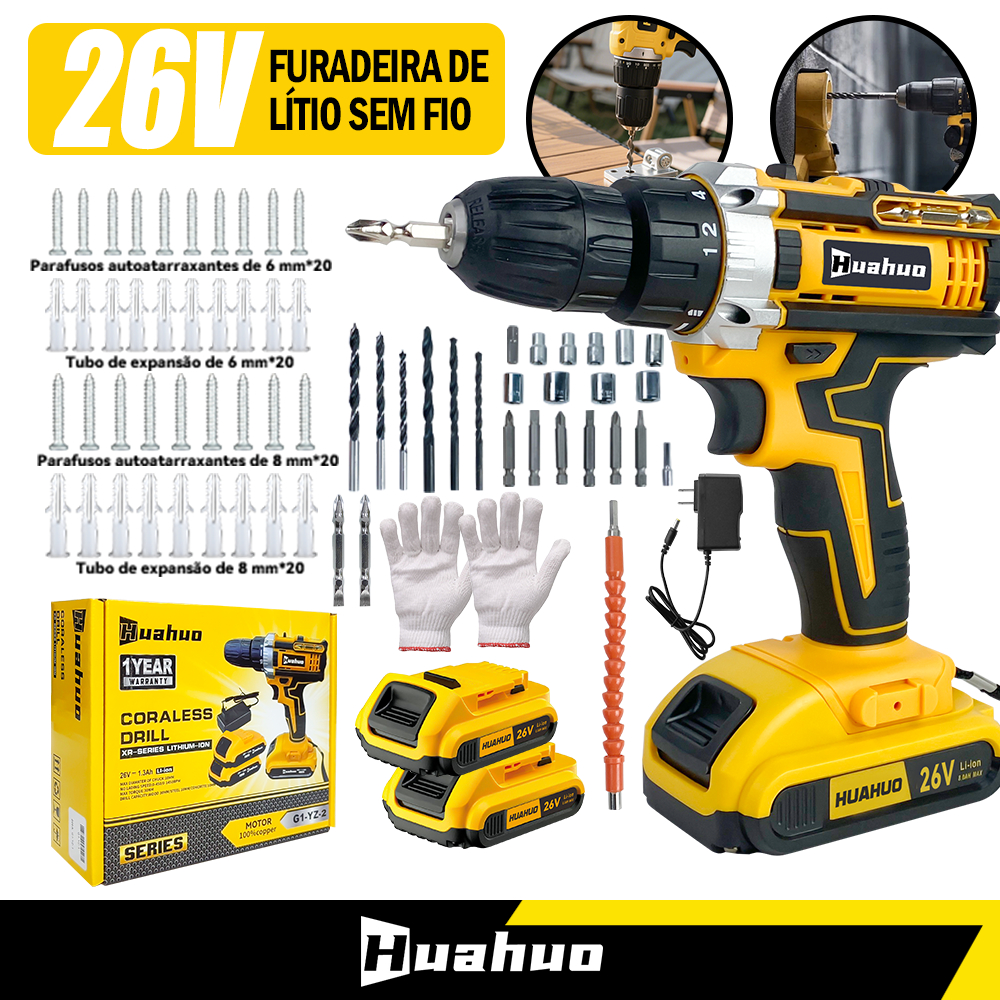Furadeira Parafusadeira 26V/18V/12V Baterias Sem F