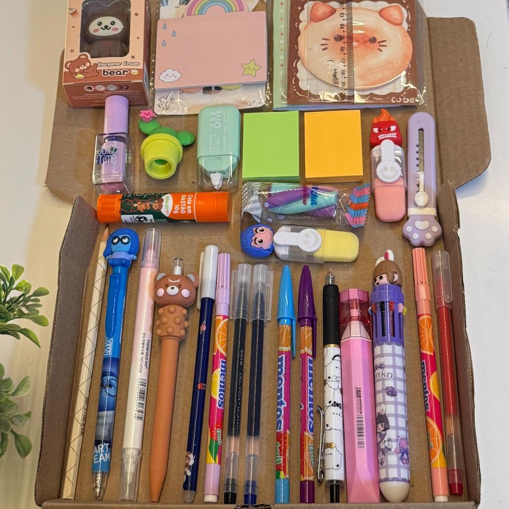 Kit Papelaria Fofa Completo 30 Itens | Canetas, Ca