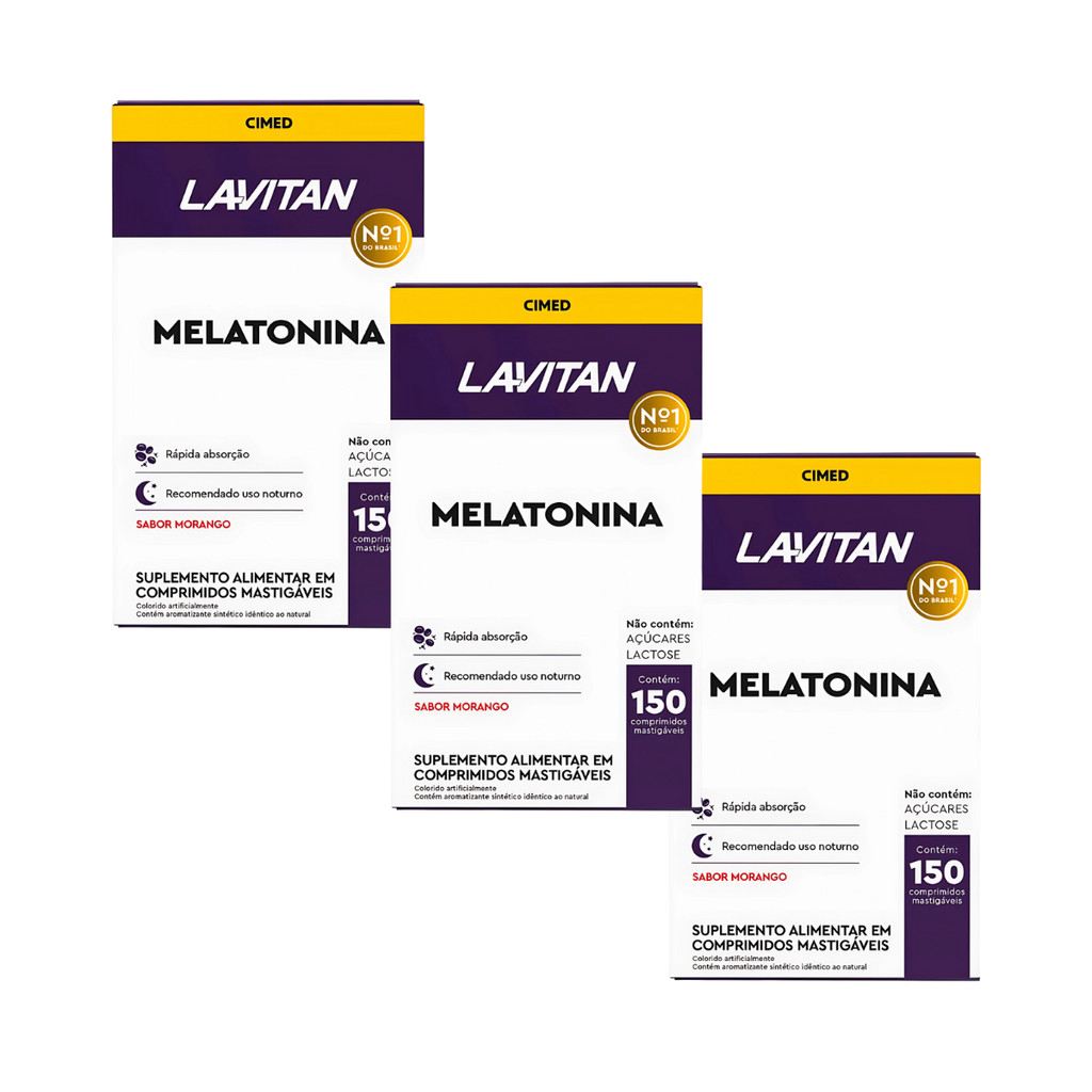 Kit 3 Lavitan Melatonina Morango – 150 capsu
