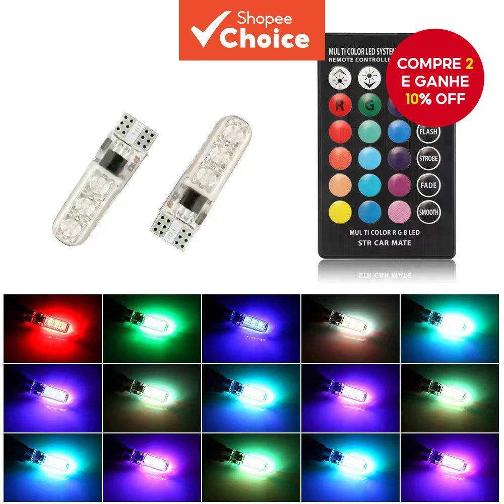 T10 5050 Carro Led RGB Multicor 6 SMD Lâmpada À 