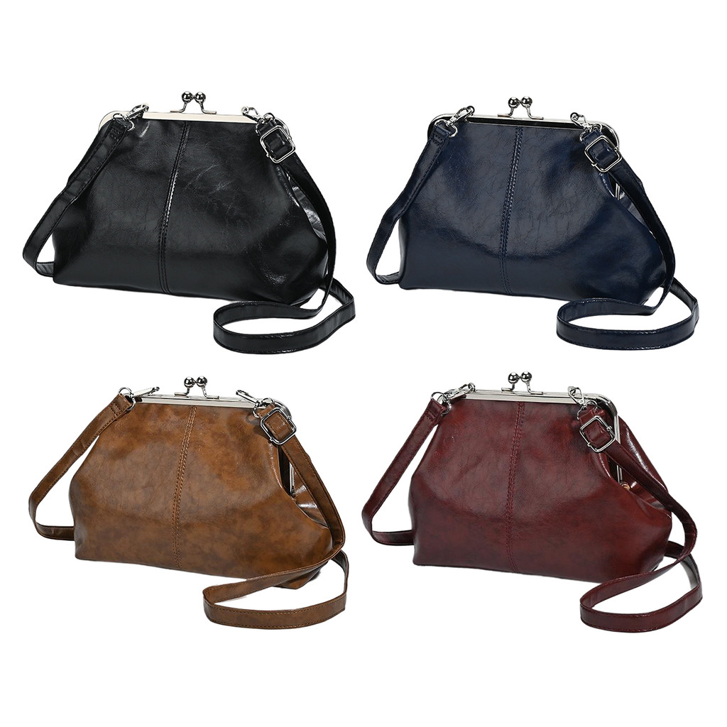 Bolsa Feminina De Couro PU Elegante Kiss Lock Alç