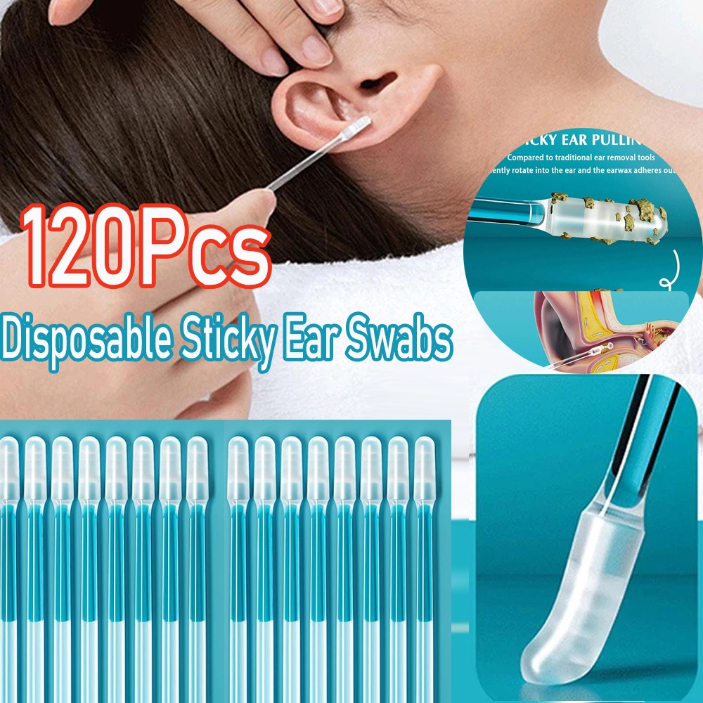 120 Peças Cotonetes De Ouvido Pegajosos Descartá
