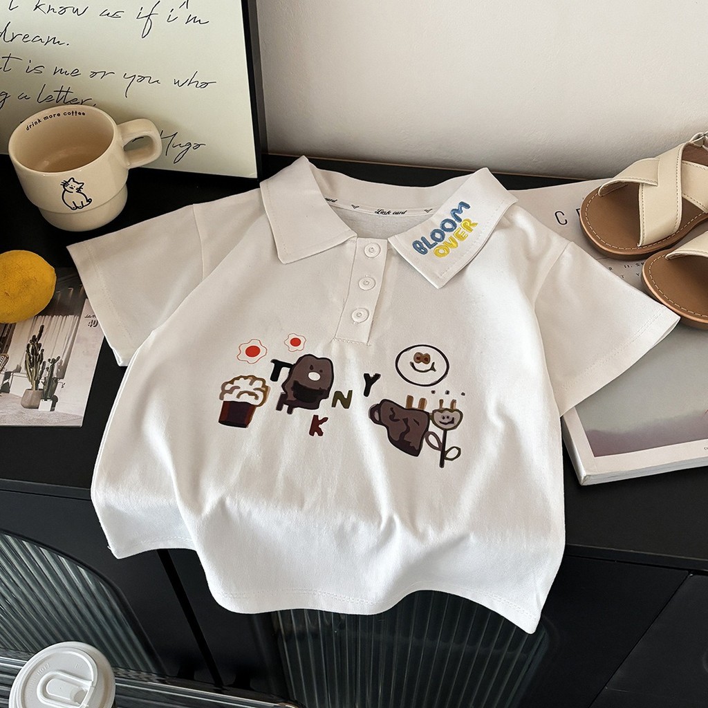 Camisa polo de algodão de manga curta confortáve