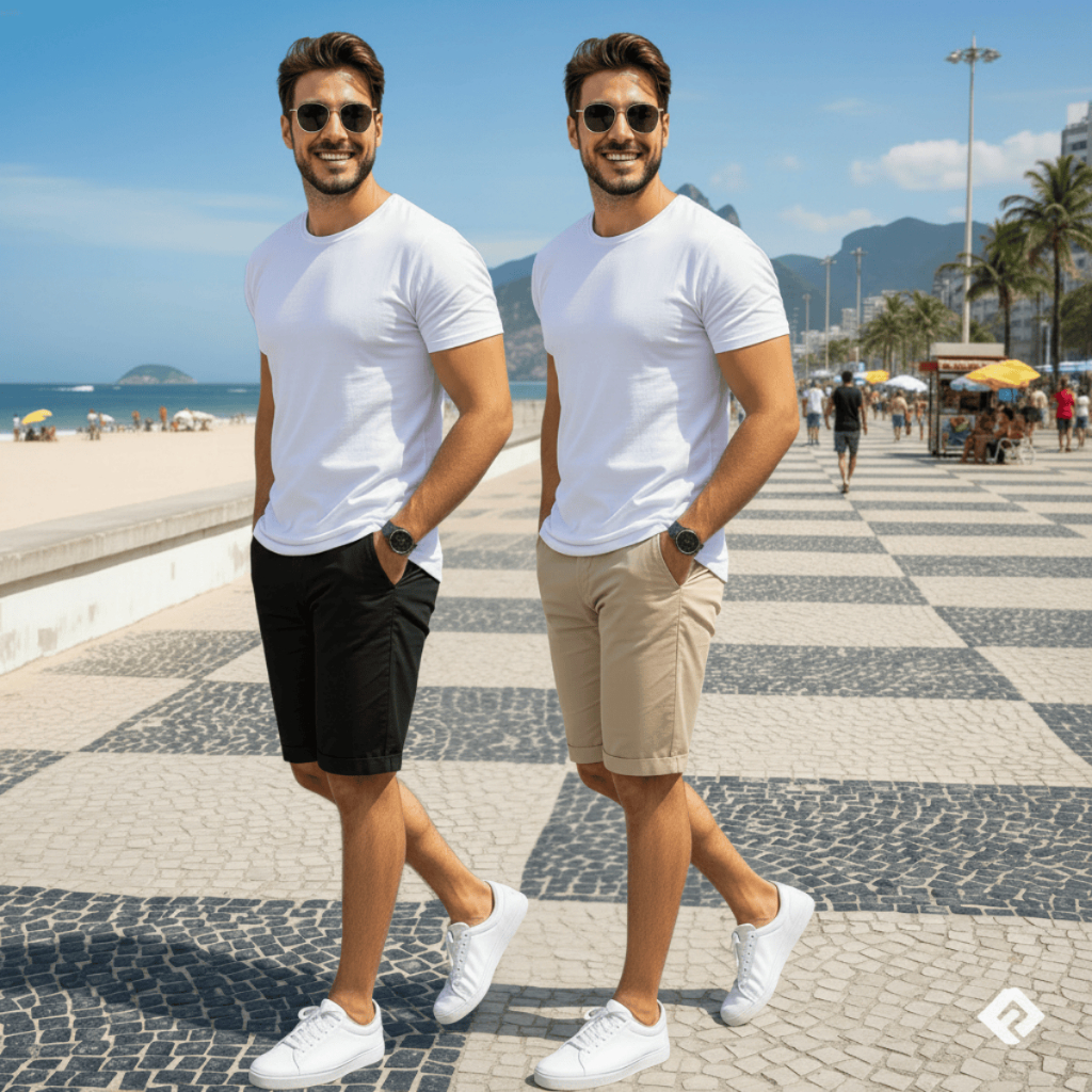 Kit 2 Bermuda Sarja Colorida Jeans Premium Masculi