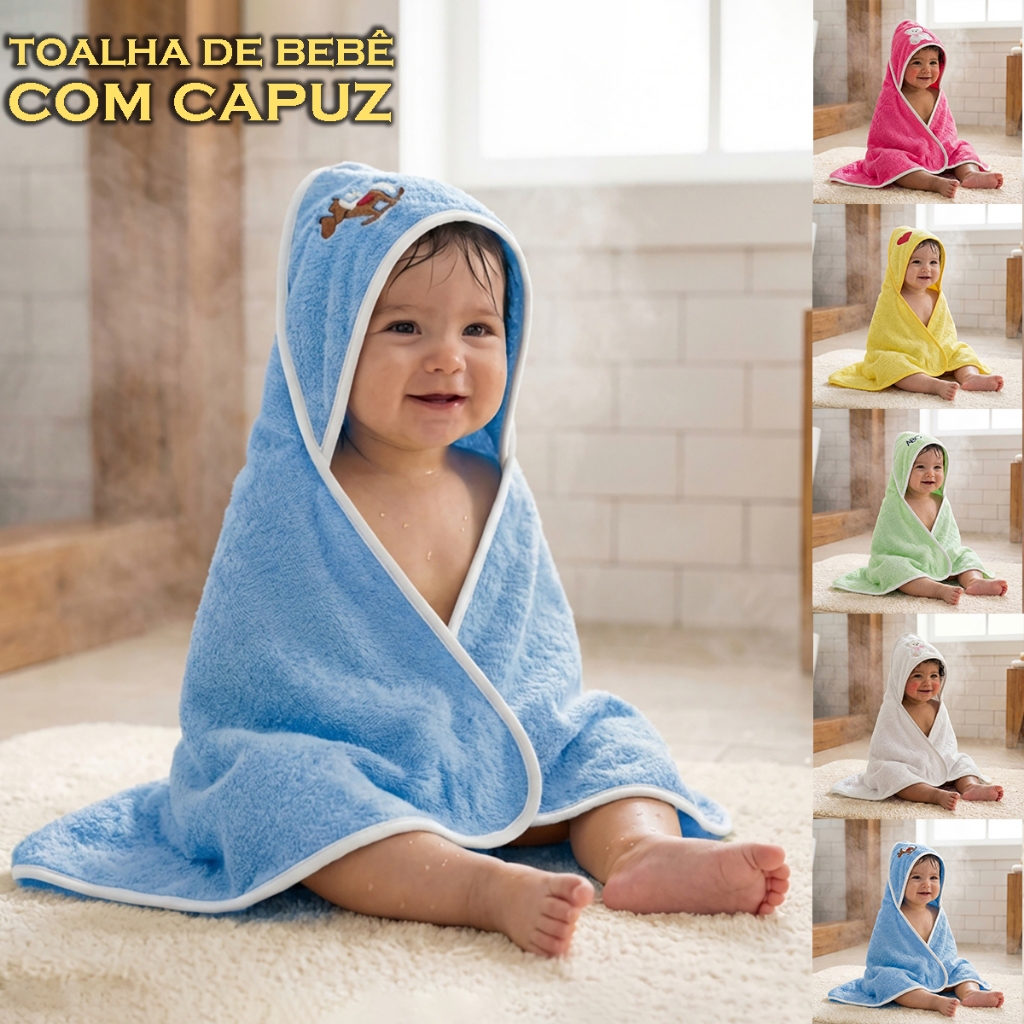Toalha De Banho Infantil para Bebê Felpuda Com Ca