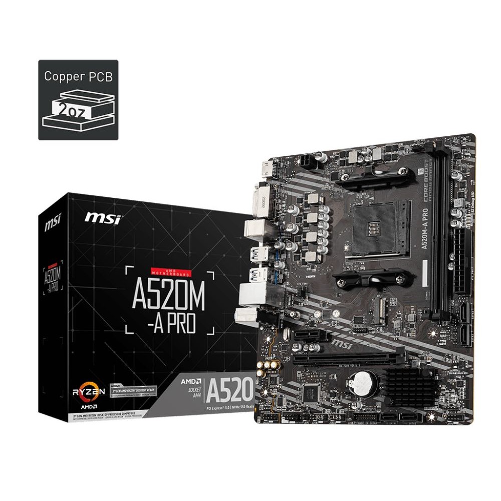 Placa Mãe MSI A520M-A  PRO  AMD Ryzen AM4 DDR4, M