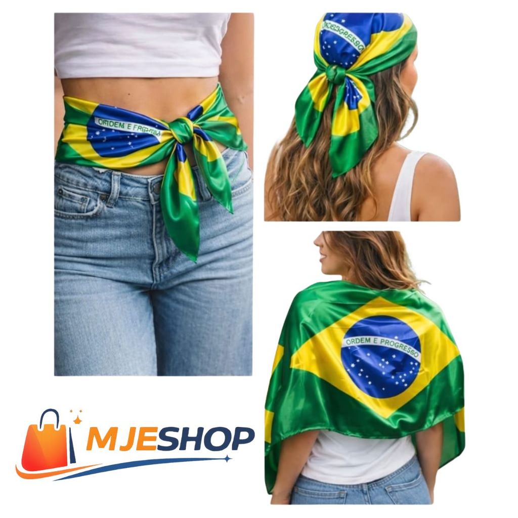 Bandana Lenço do Brasil de Cetim 90x70cm Look Fas