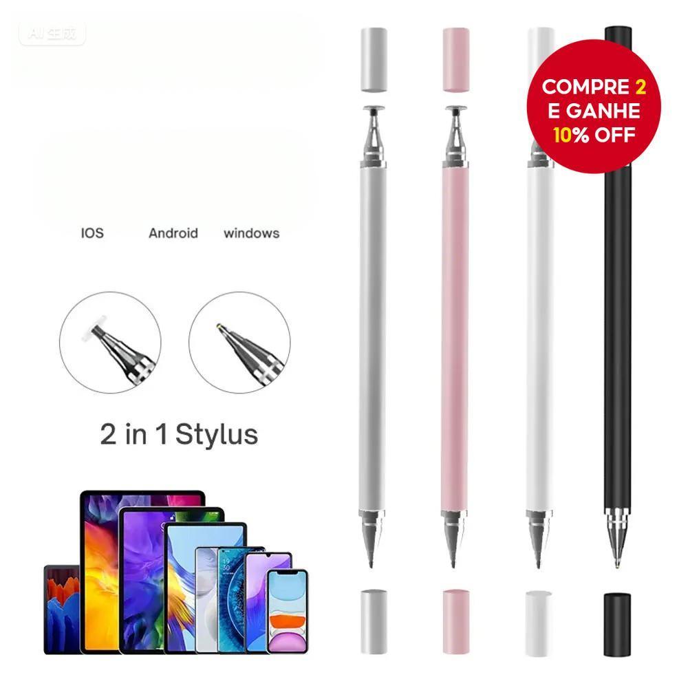 Caneta Stylus 2 em 1 Universal – Ponta de Di