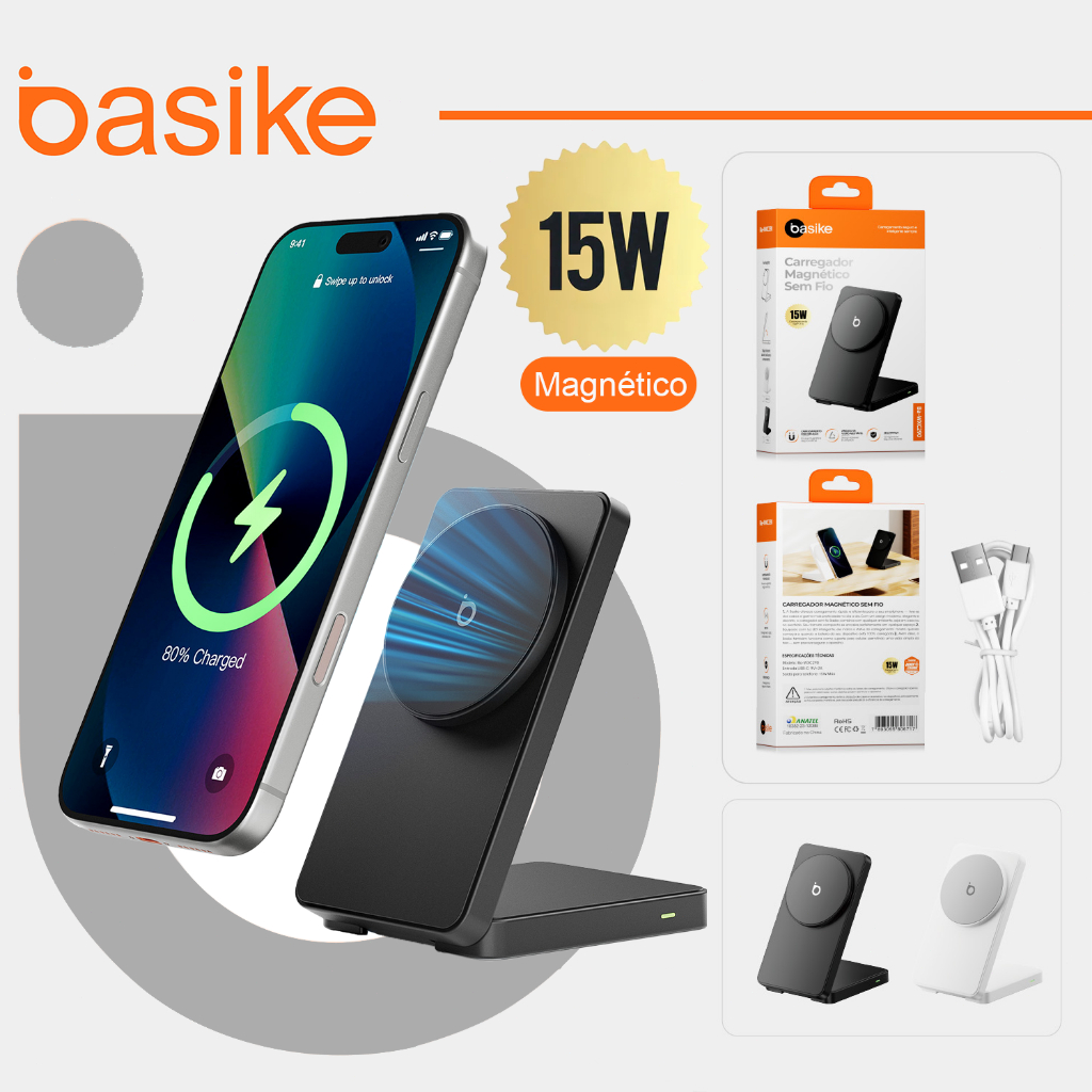 Basike 15w Suporte de Carregador Inducao Sem Fio M