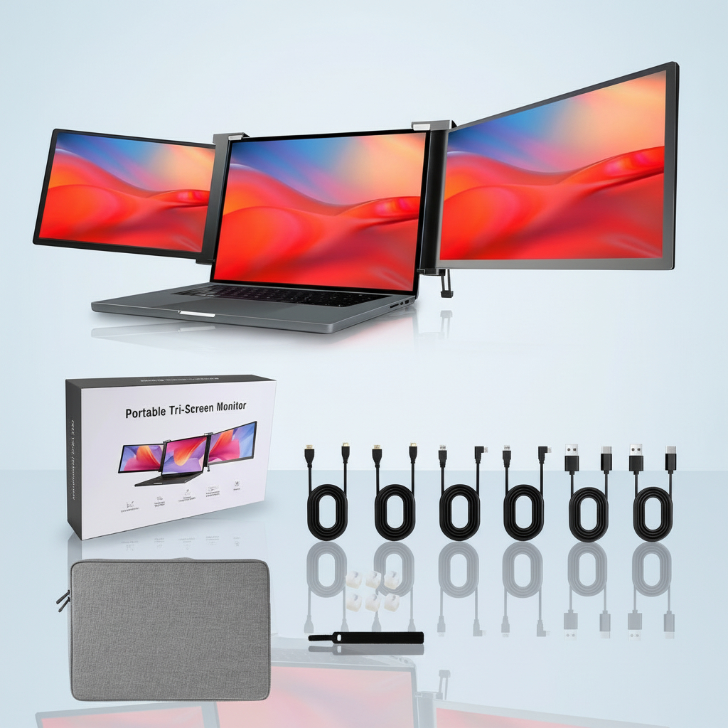 Monitor Triplo Portátil para Notebook 16:9 1080p 