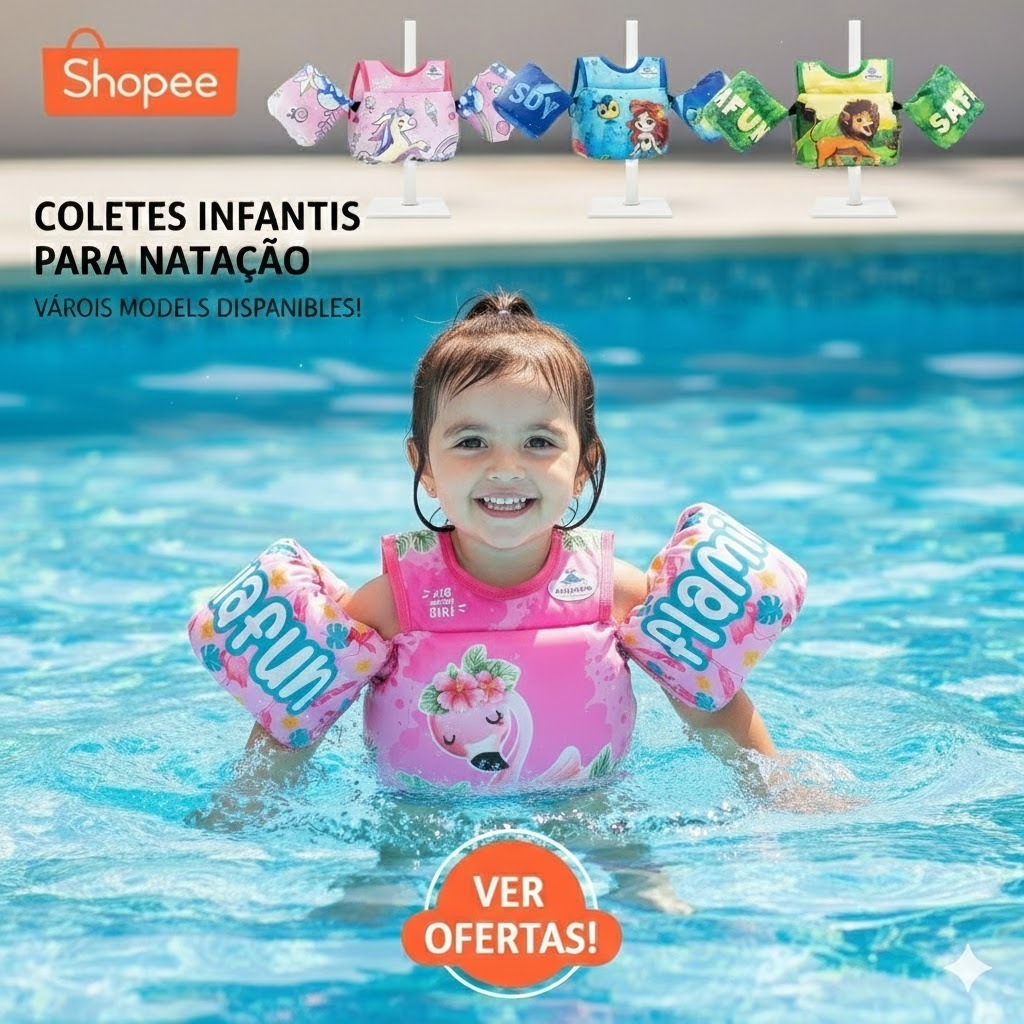 Boia Infantil Colete Flutuador Premium Com Bracade