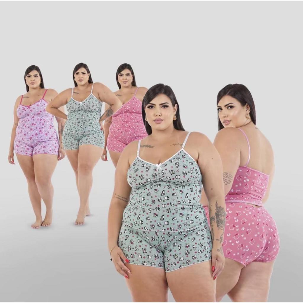 Kit 3 Pijama Verão Baby Doll PLUS SIZE Short Doll