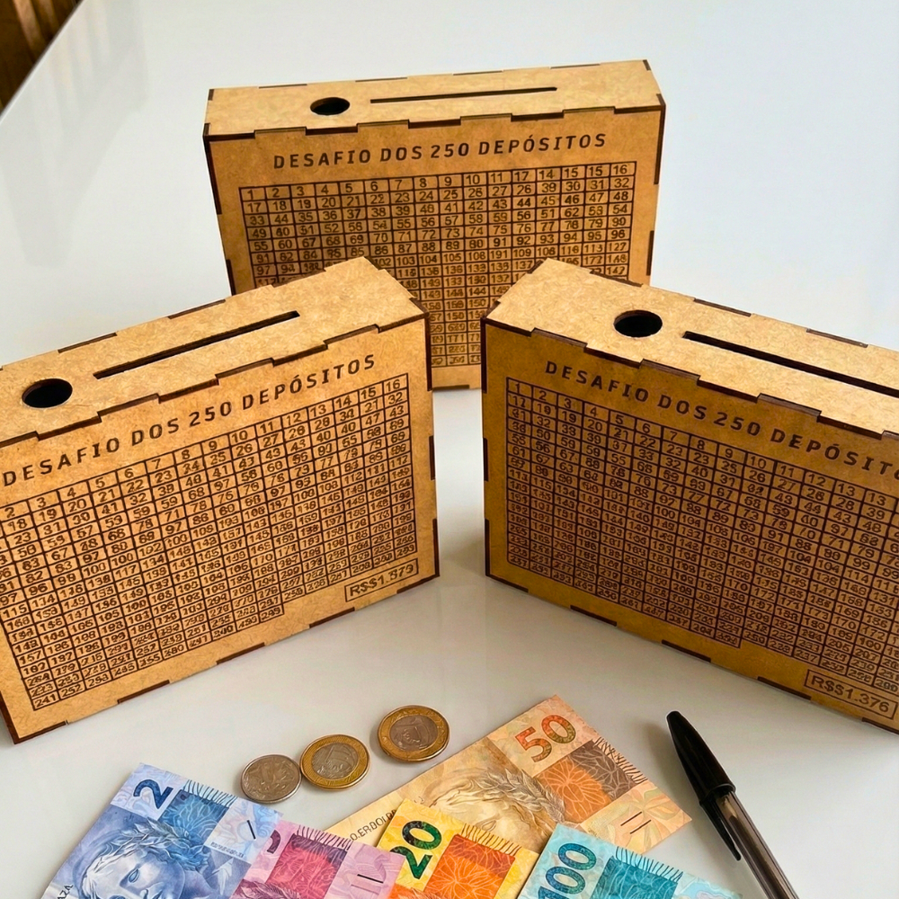 Caixa Cofre Mdf Desafio Financeiro 5 Mil 10 Mil Di