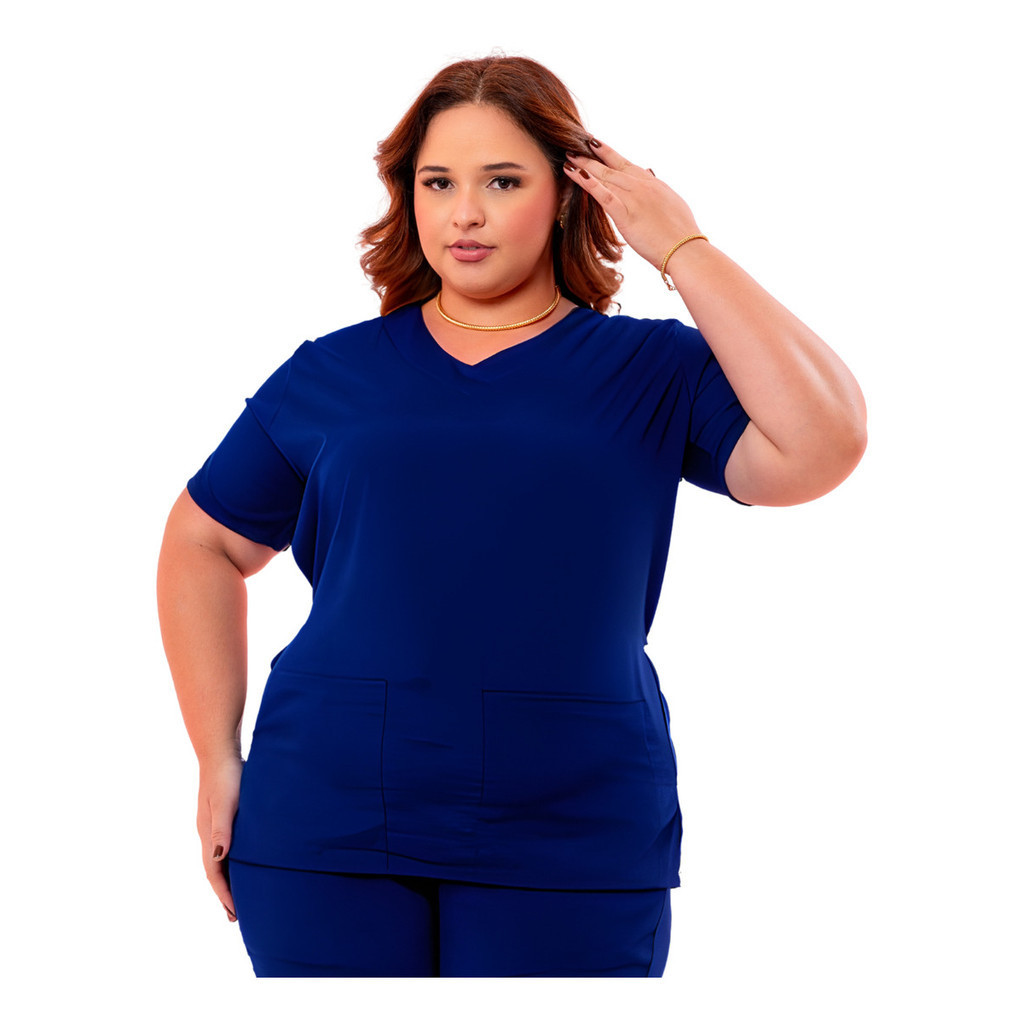 Bata Blusa Pijama Cirúrgico Plus Size Scrub Com E